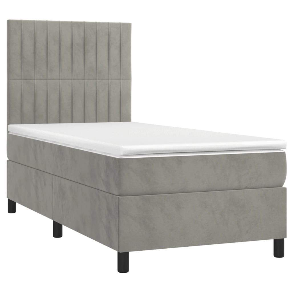 Sommier à lattes de lit et matelas Gris clair 90x190 cm Velours - XIOS