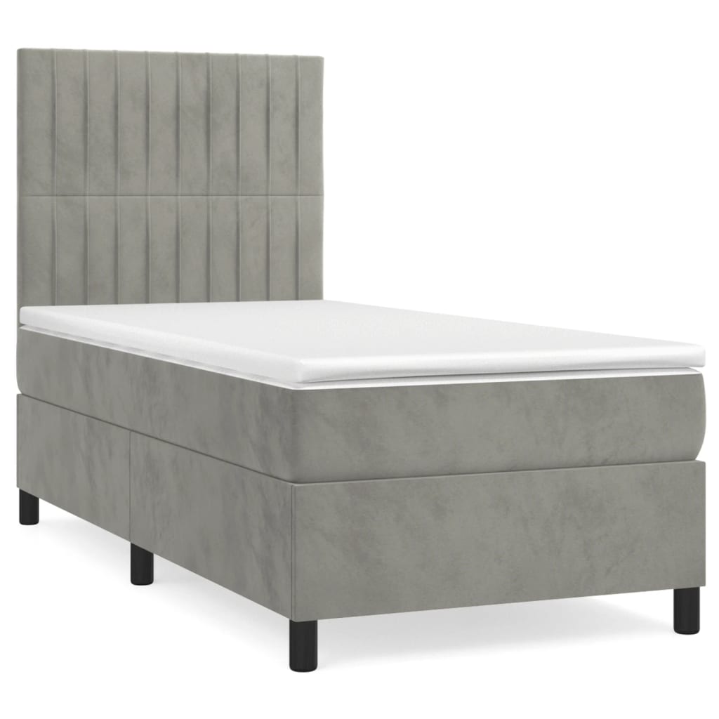 Sommier à lattes de lit et matelas Gris clair 90x200 cm Velours - XIOS