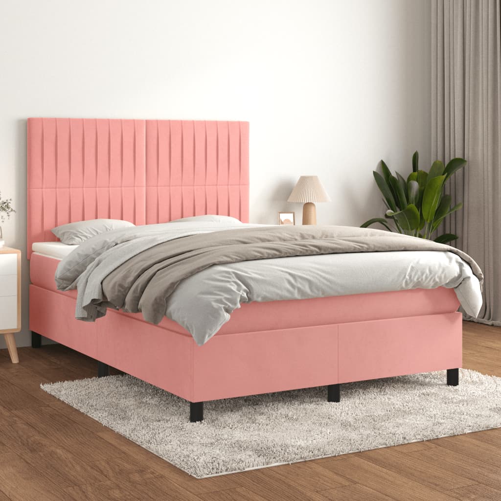 Sommier à lattes de lit avec matelas Rose 140x200 cm Velours - XIOS