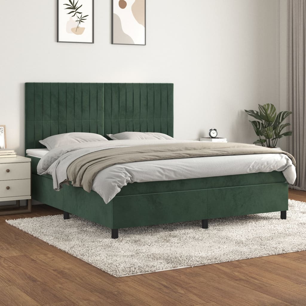 Sommier à lattes de lit et matelas Vert foncé 160x200cm Velours - XIOS