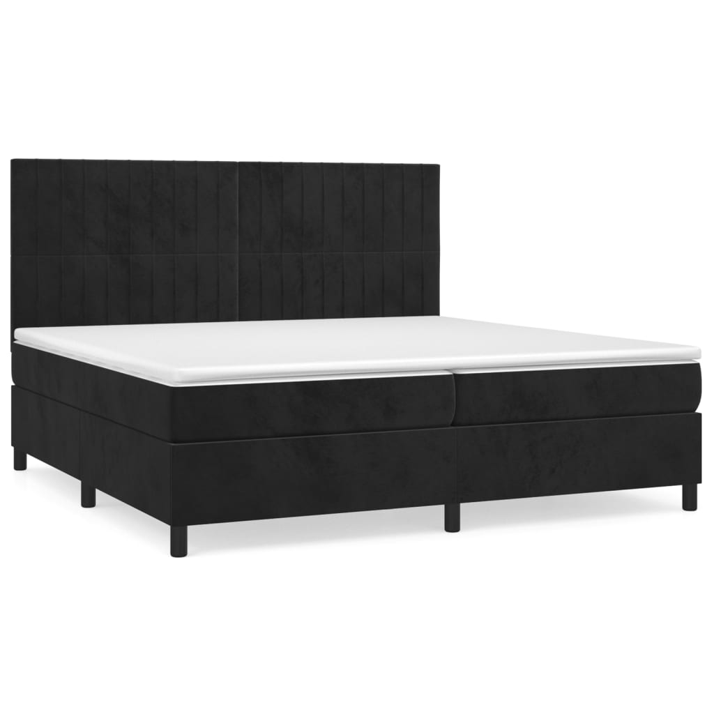 Sommier à lattes de lit et matelas Noir 200x200 cm Velours - XIOS