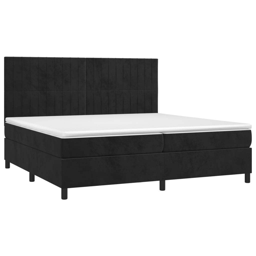 Sommier à lattes de lit et matelas Noir 200x200 cm Velours - XIOS