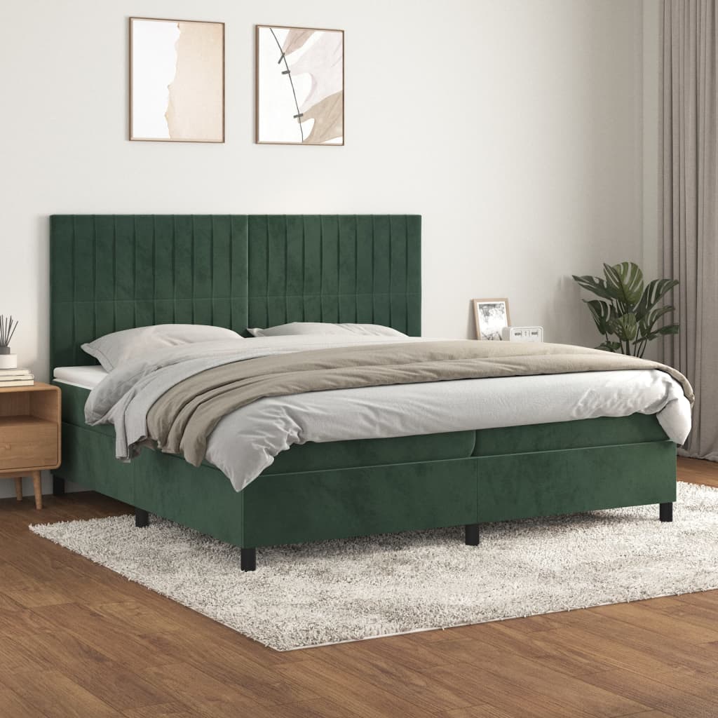Sommier à lattes de lit et matelas Vert foncé 200x200cm Velours - XIOS