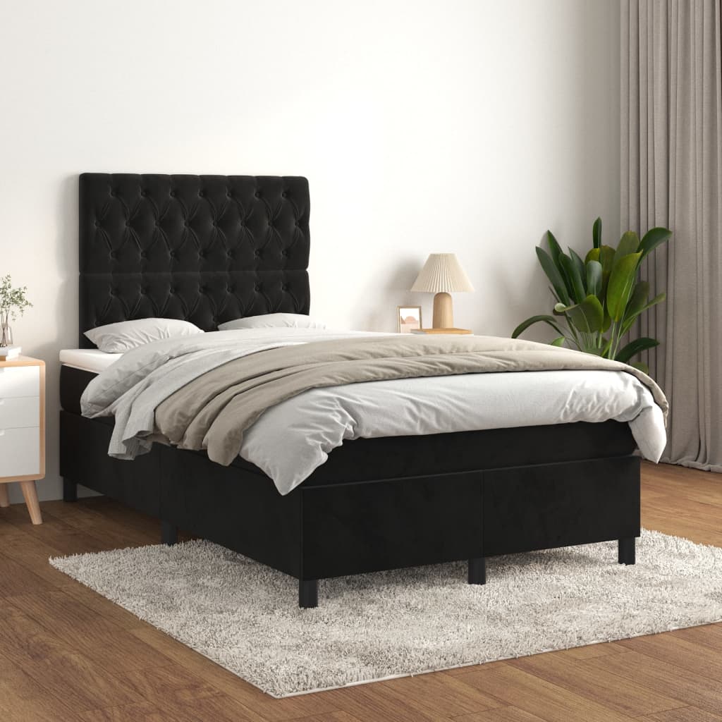 Sommier à lattes de lit avec matelas Noir 120x200 cm Velours - XIOS