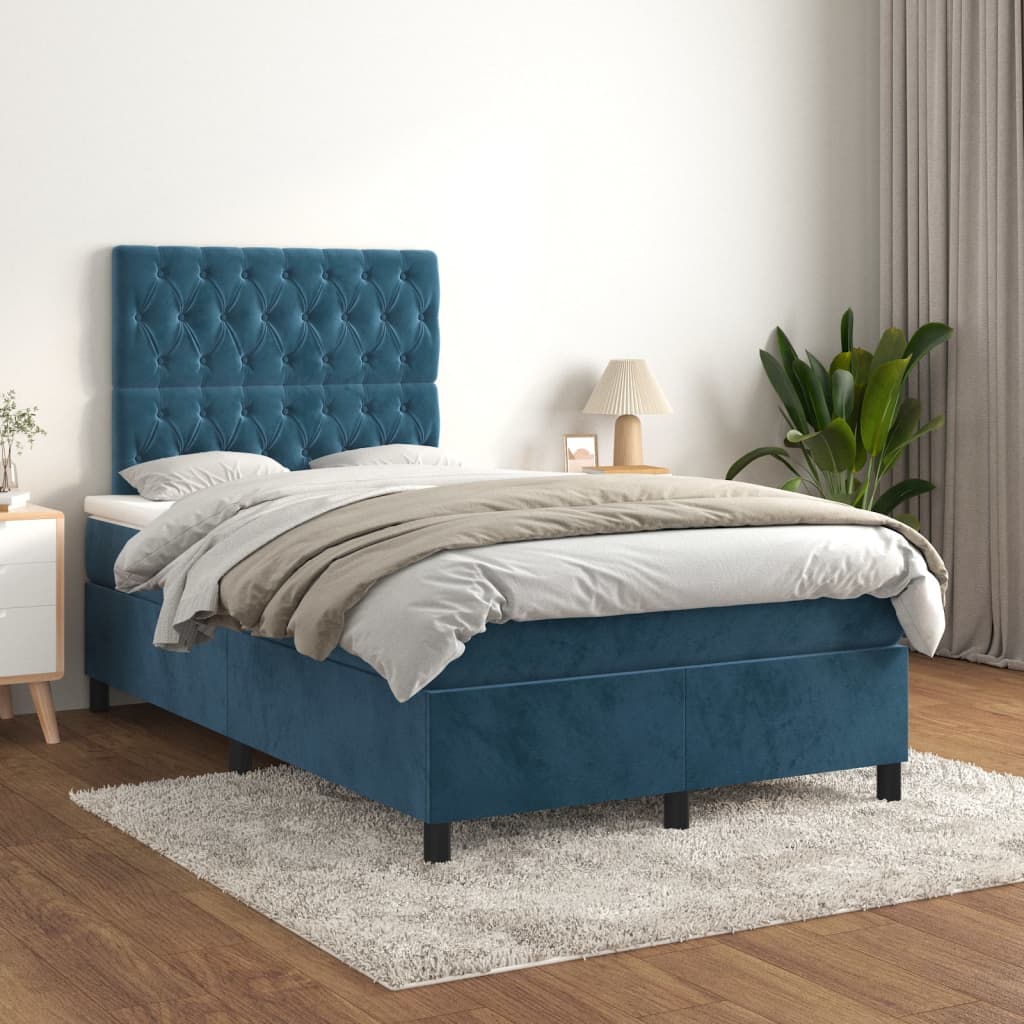 Sommier à lattes de lit et matelas Bleu foncé 120x200cm Velours - XIOS