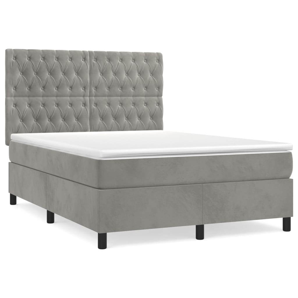 Sommier à lattes de lit et matelas Gris clair 140x190cm Velours - XIOS