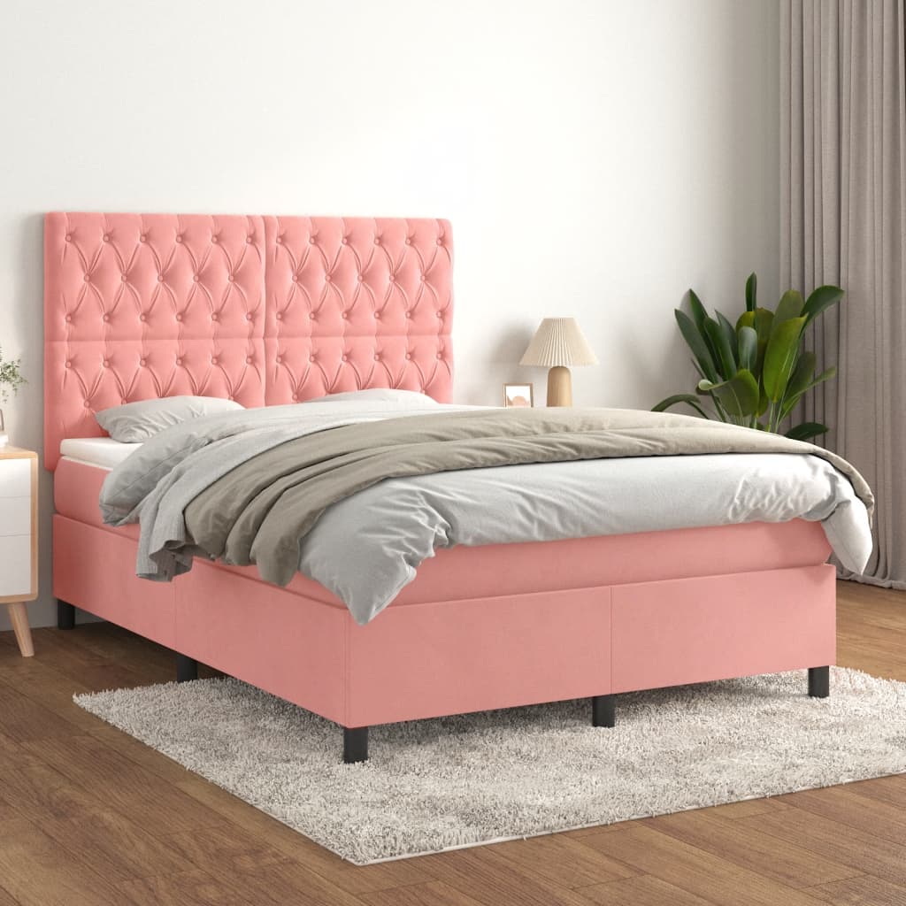 Sommier à lattes de lit avec matelas Rose 140x200 cm Velours - XIOS