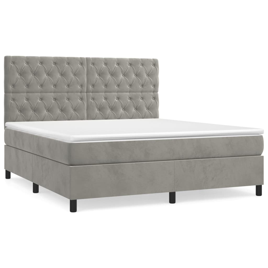 Sommier à lattes de lit et matelas Gris clair 160x200cm Velours - XIOS