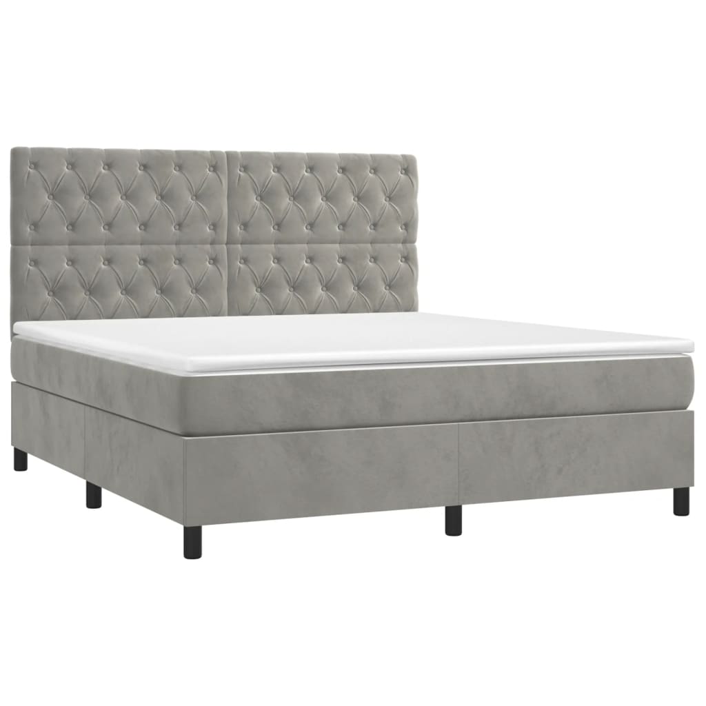 Sommier à lattes de lit et matelas Gris clair 160x200cm Velours - XIOS