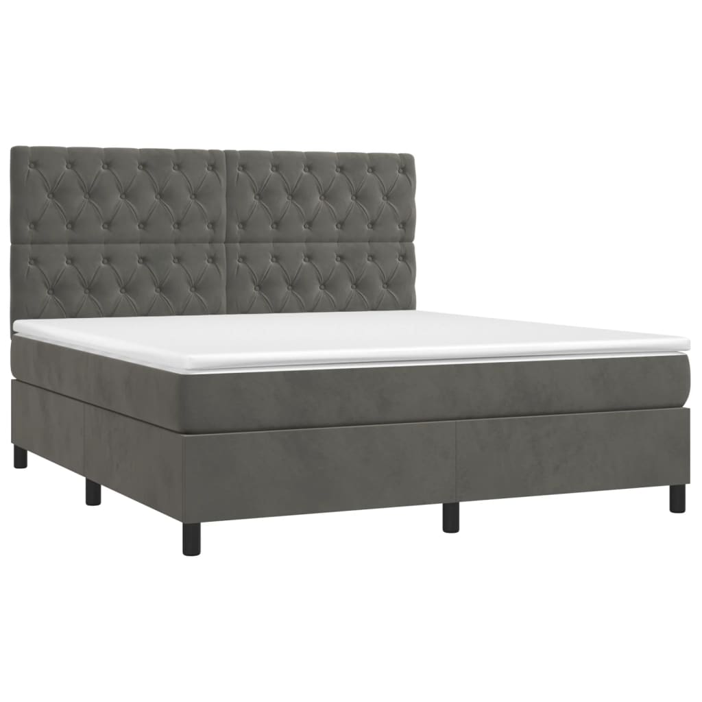 Sommier à lattes de lit et matelas Gris foncé 160x200cm Velours - XIOS