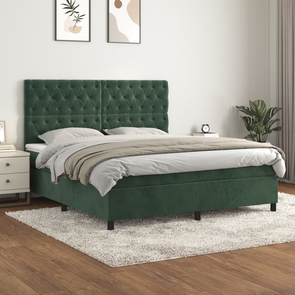 Sommier à lattes de lit et matelas Vert foncé 160x200cm Velours XIOS