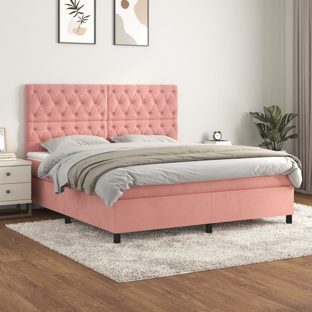 Sommier à lattes de lit avec matelas Rose 160x200 cm Velours - XIOS