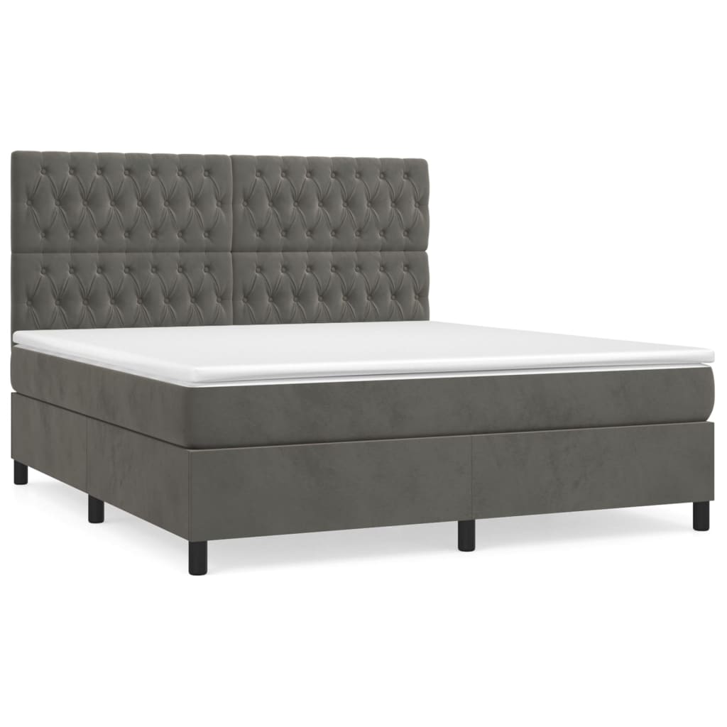 Sommier à lattes de lit et matelas Gris foncé 180x200cm Velours - XIOS