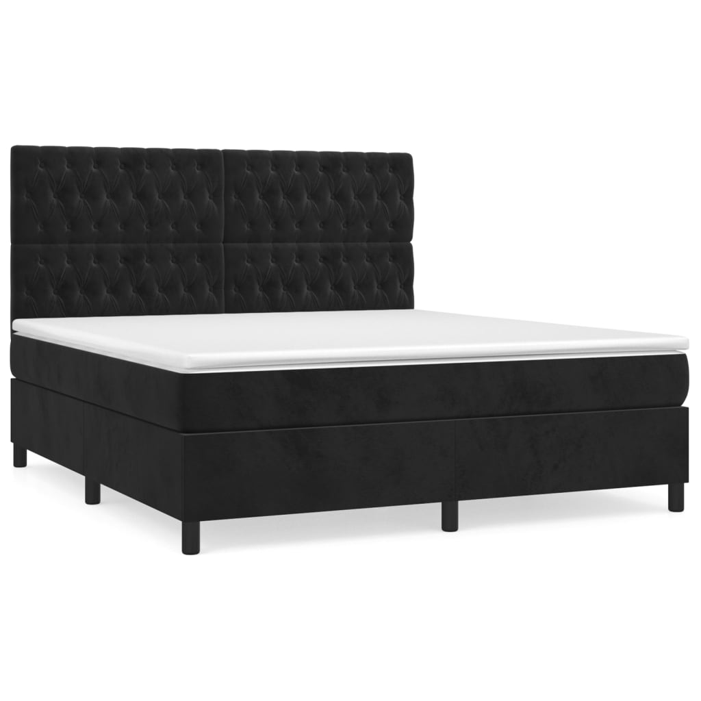 Sommier à lattes de lit avec matelas Noir 180x200 cm Velours - XIOS