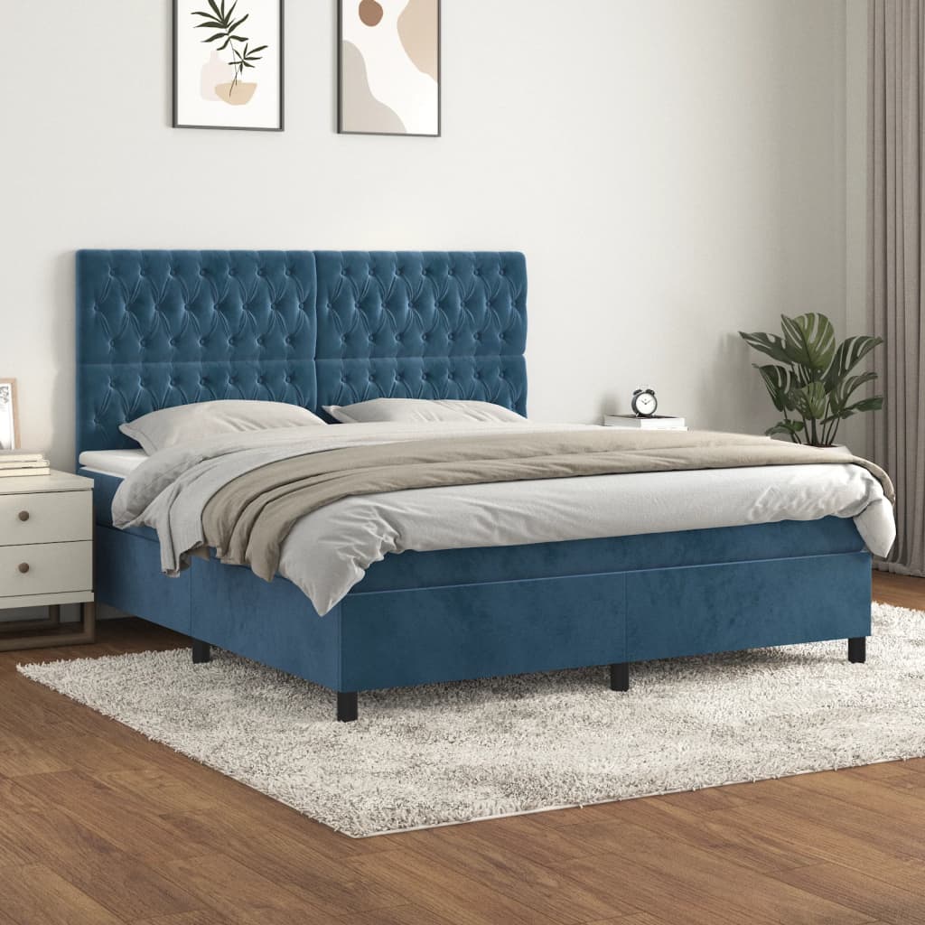 Sommier à lattes de lit et matelas Bleu foncé 180x200cm Velours - XIOS