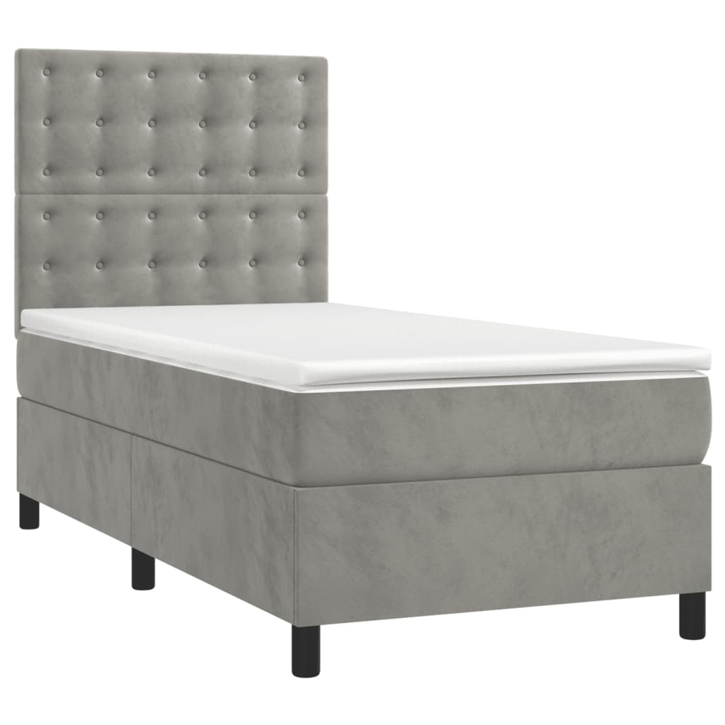 Sommier à lattes de lit et matelas Gris clair 80x200 cm Velours - XIOS