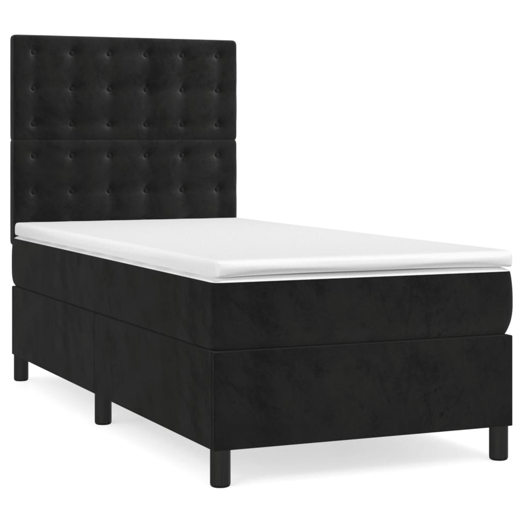 Sommier à lattes de lit et matelas Noir 80x200 cm Velours - XIOS