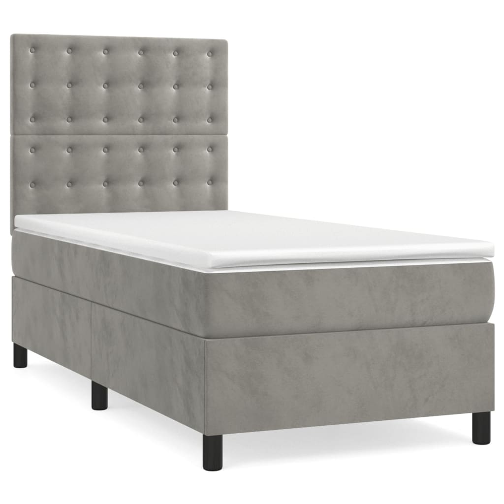 Sommier à lattes de lit et matelas Gris clair 90x190 cm Velours - XIOS
