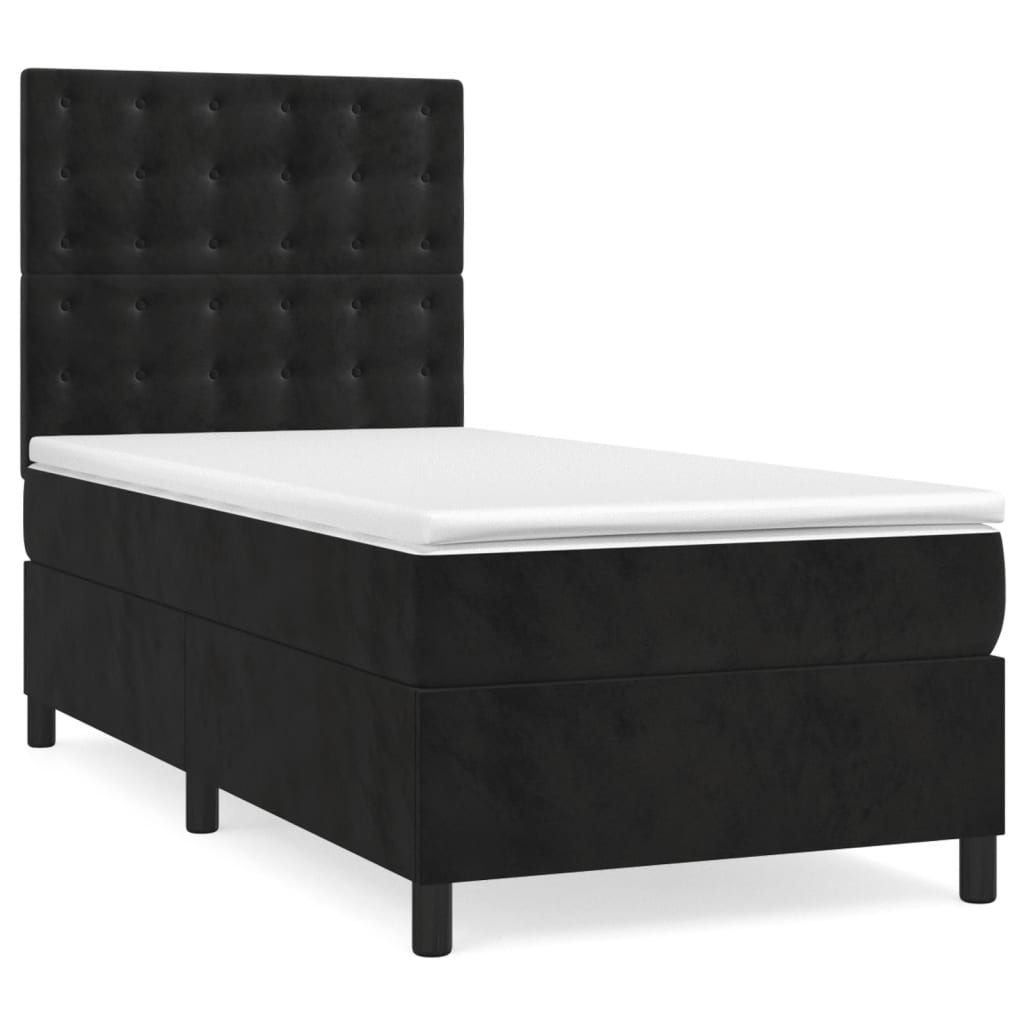 Sommier à lattes de lit avec matelas Noir 100x200 cm Velours - XIOS