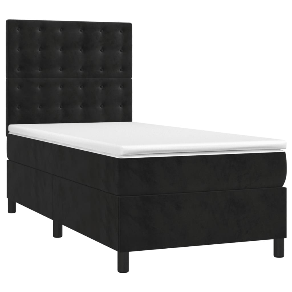Sommier à lattes de lit avec matelas Noir 100x200 cm Velours - XIOS