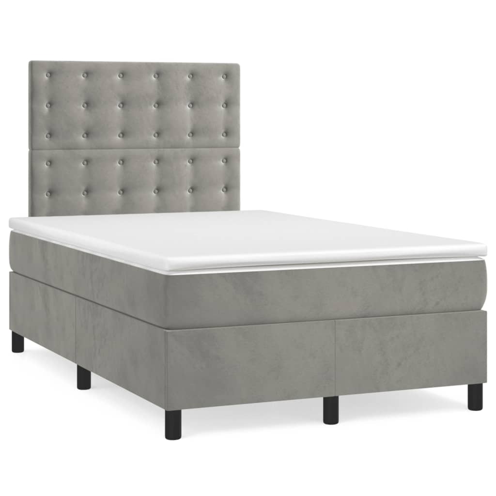 Sommier à lattes de lit et matelas Gris clair 120x200cm Velours - XIOS