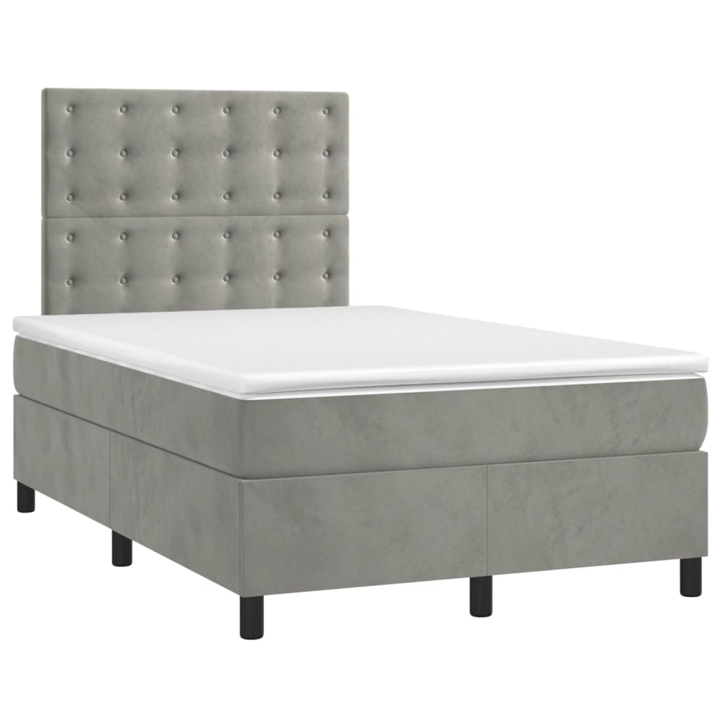 Sommier à lattes de lit et matelas Gris clair 120x200cm Velours - XIOS