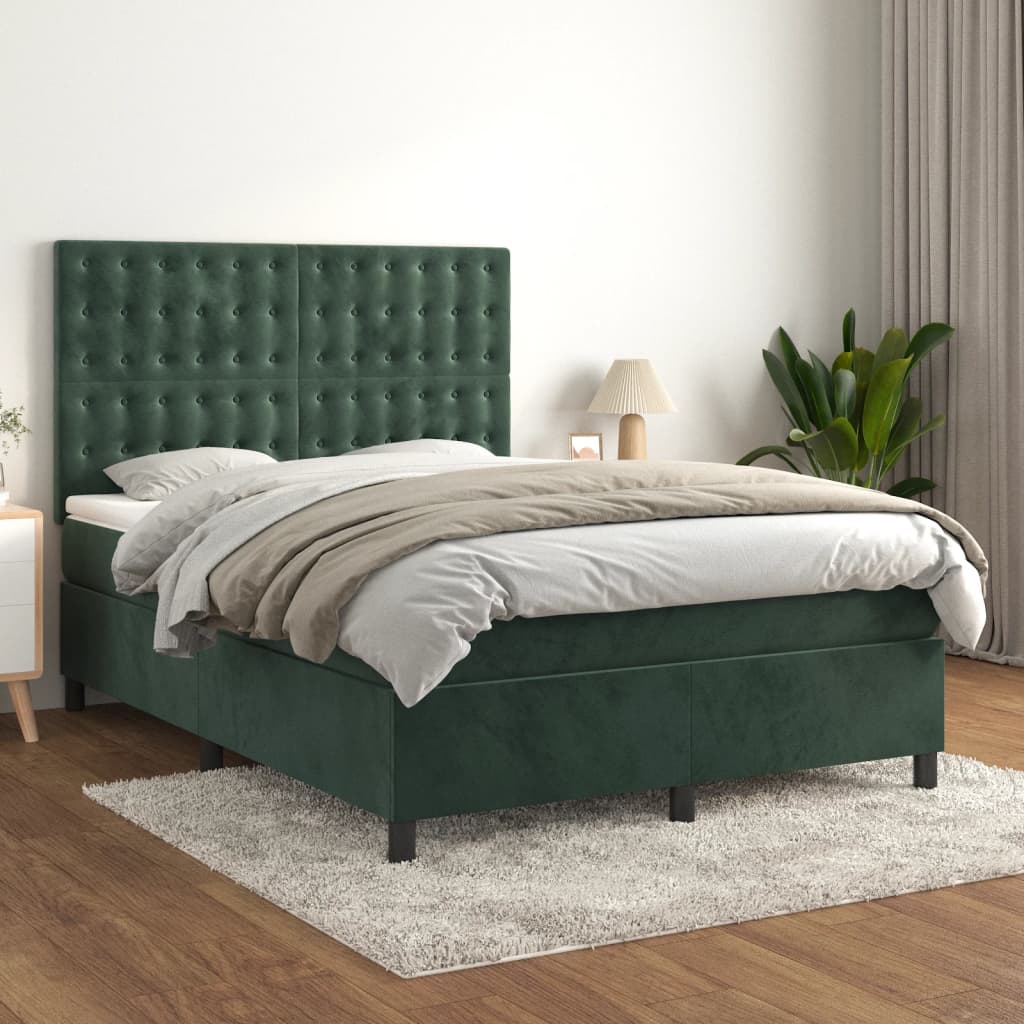 Sommier à lattes de lit et matelas Vert foncé 140x200cm Velours - XIOS