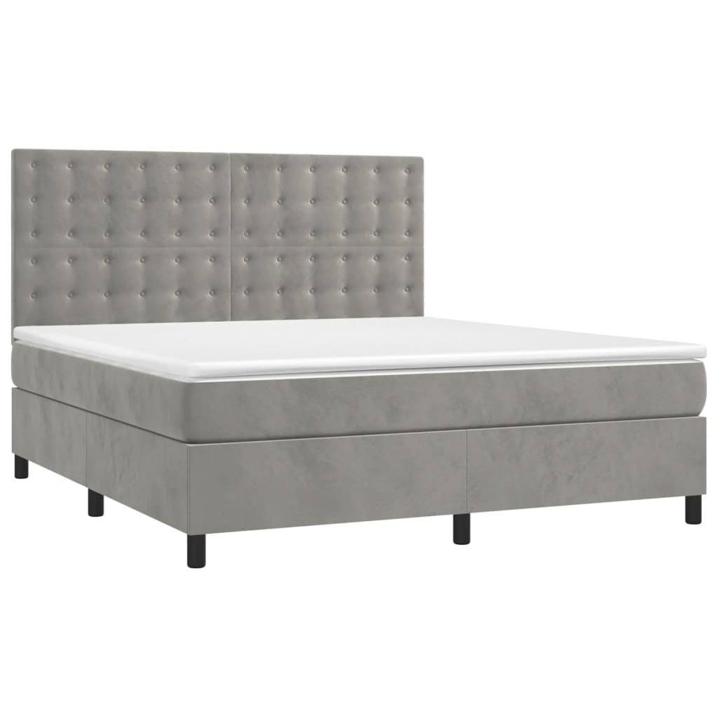 Sommier à lattes de lit et matelas Gris clair 160x200cm Velours - XIOS