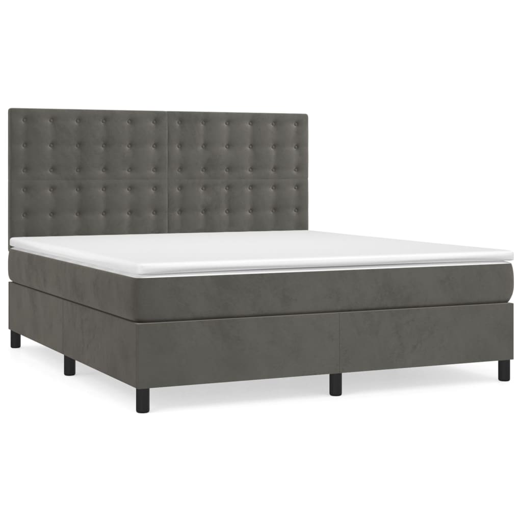 Sommier à lattes de lit et matelas Gris foncé 160x200cm Velours XIOS
