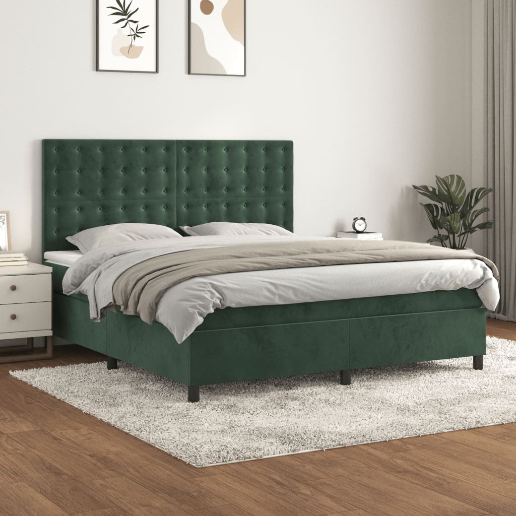 Sommier à lattes de lit et matelas Vert foncé 160x200cm Velours - XIOS