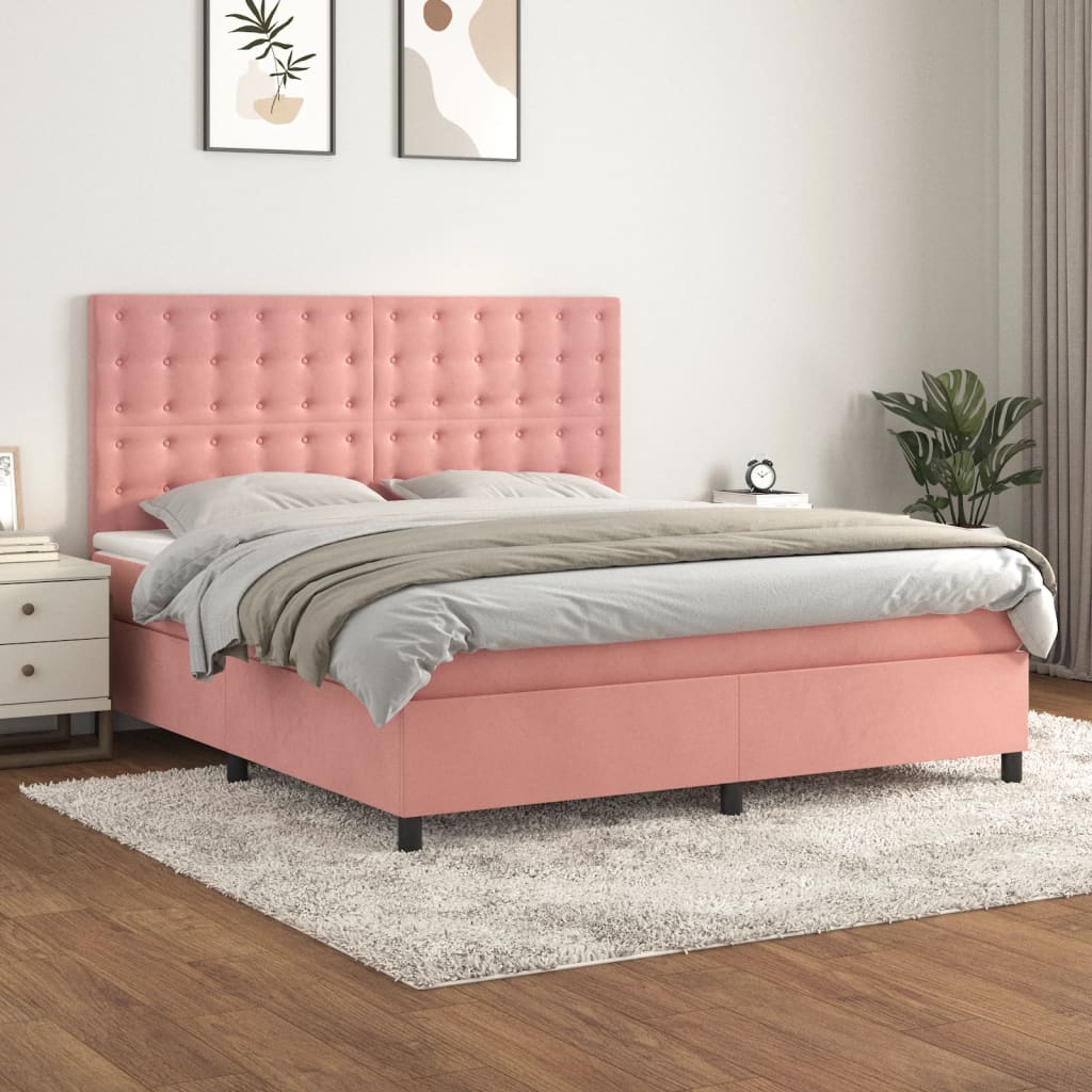 Sommier à lattes de lit avec matelas Rose 160x200 cm Velours - XIOS