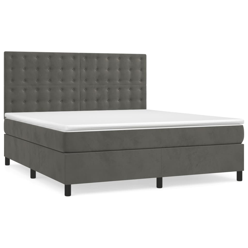 Sommier à lattes de lit et matelas Gris foncé 180x200cm Velours - XIOS