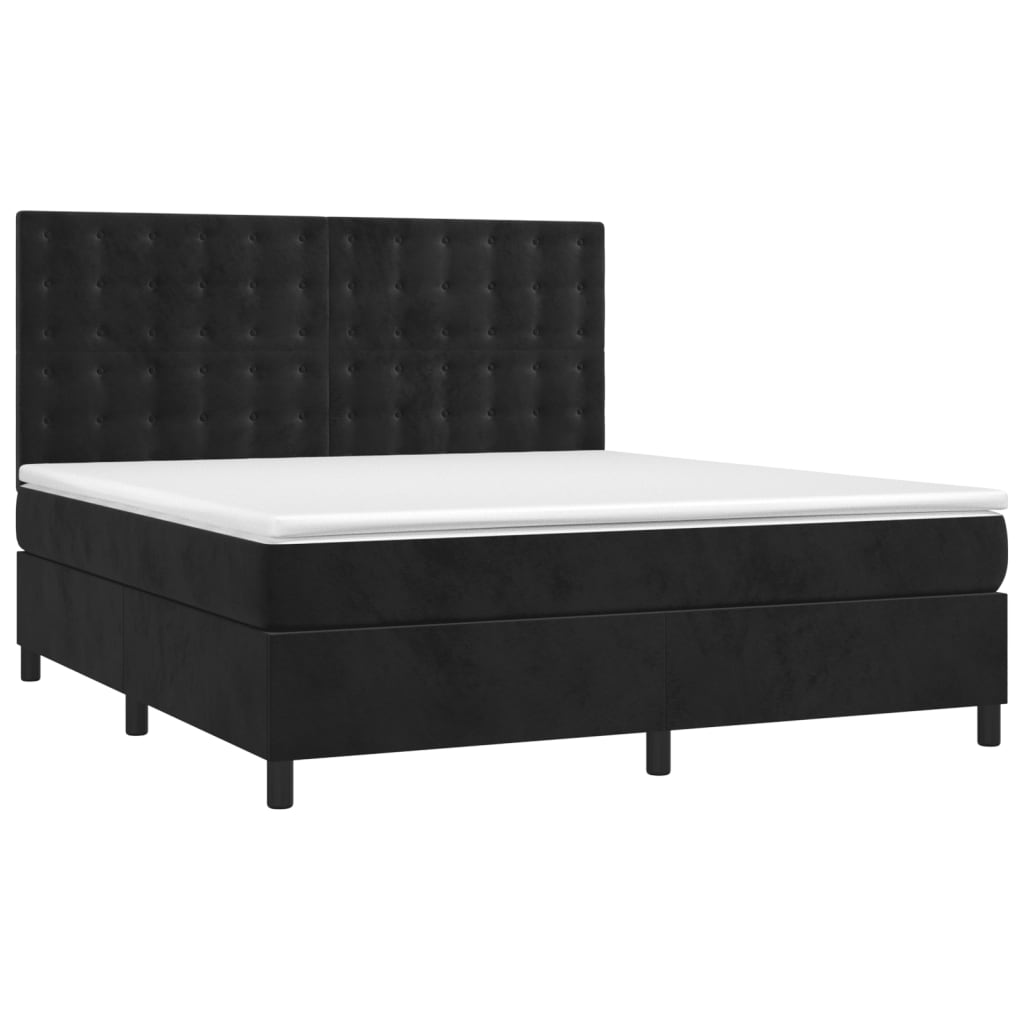 Sommier à lattes de lit avec matelas Noir 180x200 cm Velours - XIOS