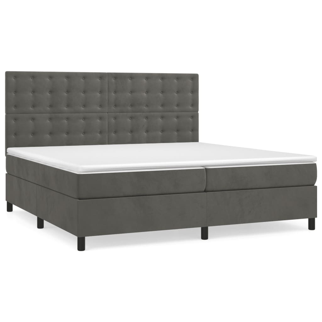 Sommier à lattes de lit et matelas Gris foncé 200x200cm Velours - XIOS