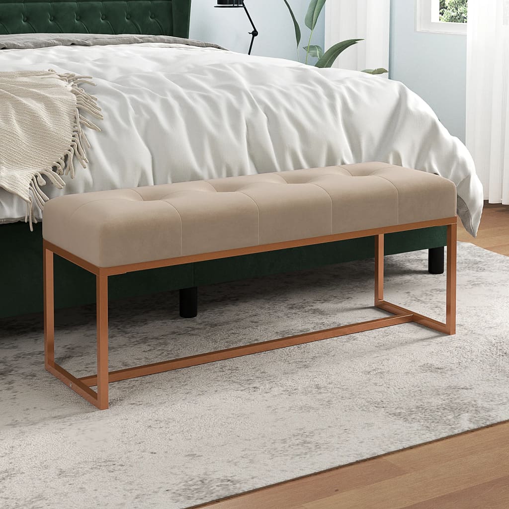 Banc Beige 110x36x45 cm Velours - XIOS