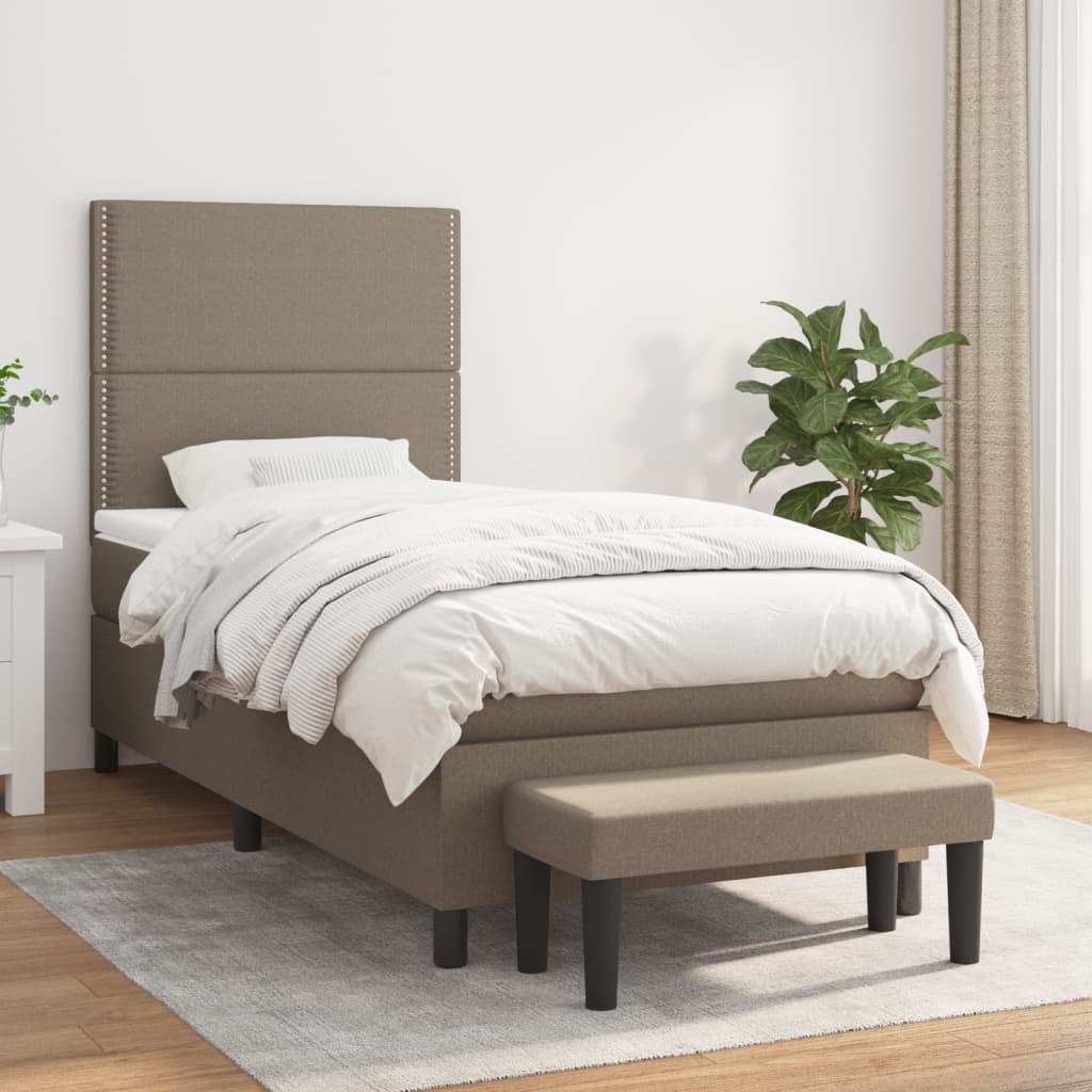 Sommier à lattes de lit avec matelas Taupe 90x190 cm Tissu - XIOS