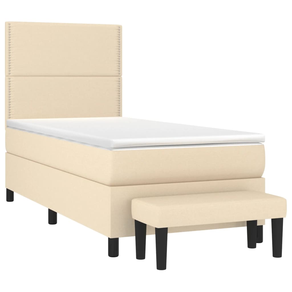 Sommier à lattes de lit et matelas Crème 90x190 cm Tissu - XIOS
