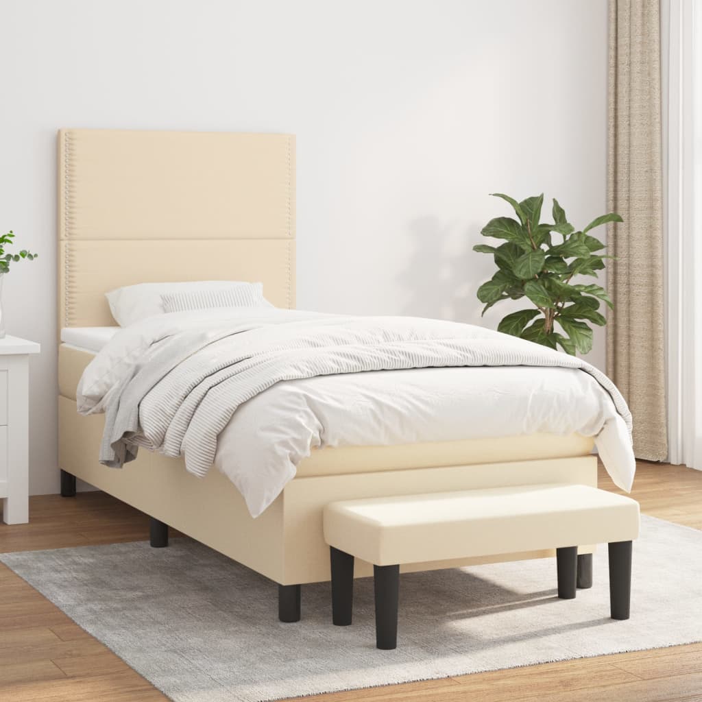 Sommier à lattes de lit et matelas Crème 90x190 cm Tissu - XIOS