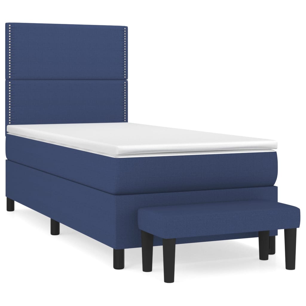 Sommier à lattes de lit avec matelas Bleu 90x190 cm Tissu - XIOS
