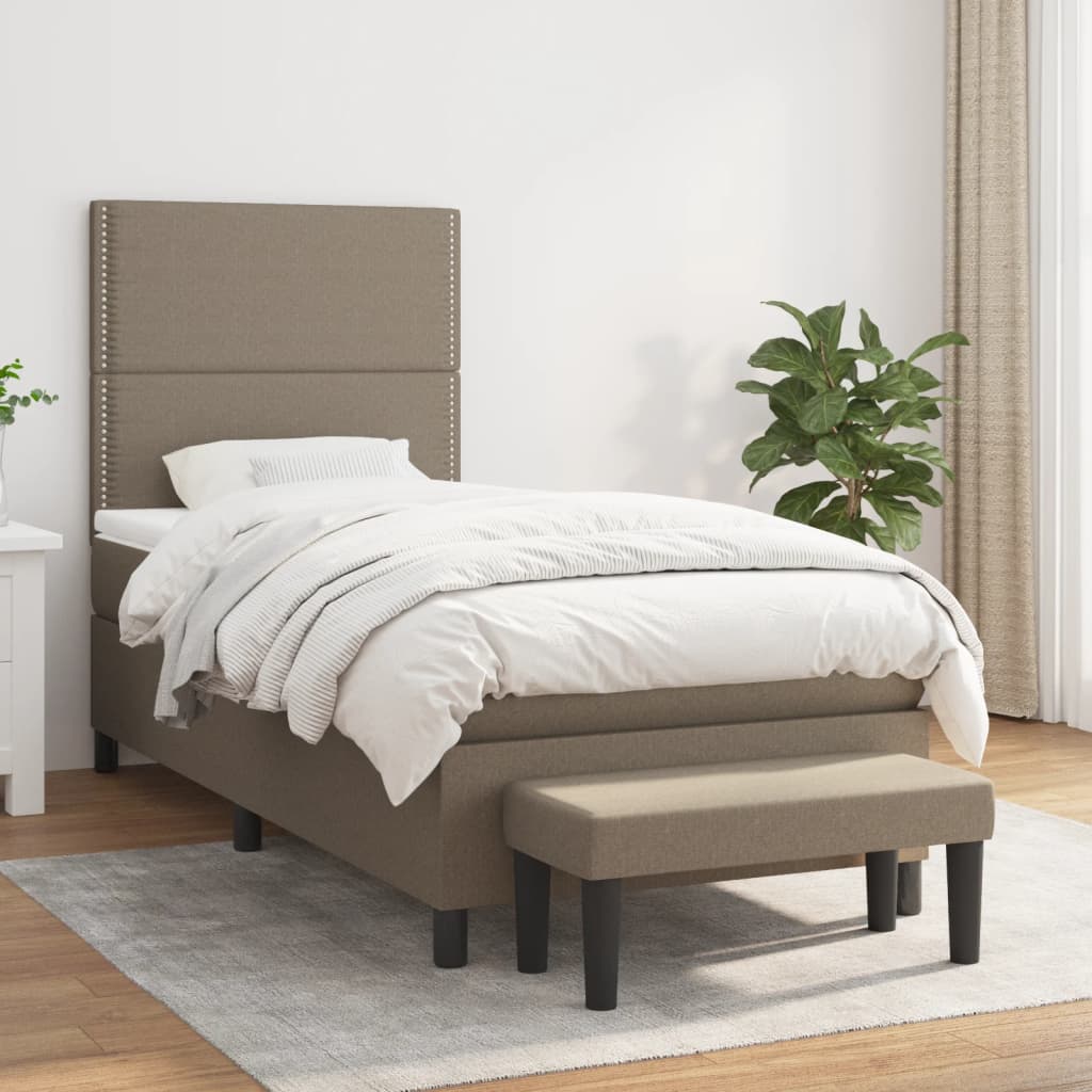 Sommier à lattes de lit avec matelas Taupe 90x200 cm Tissu - XIOS