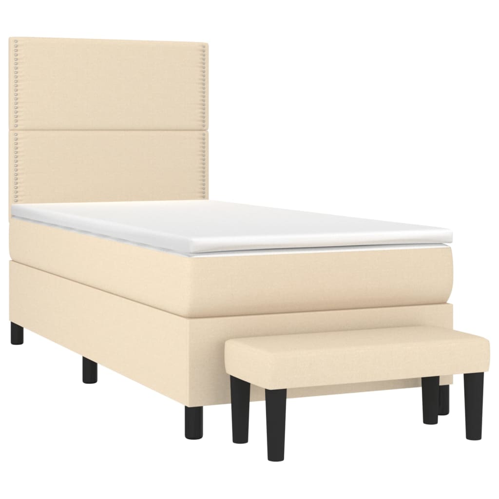 Sommier à lattes de lit avec matelas Crème 100x200 cm Tissu - XIOS