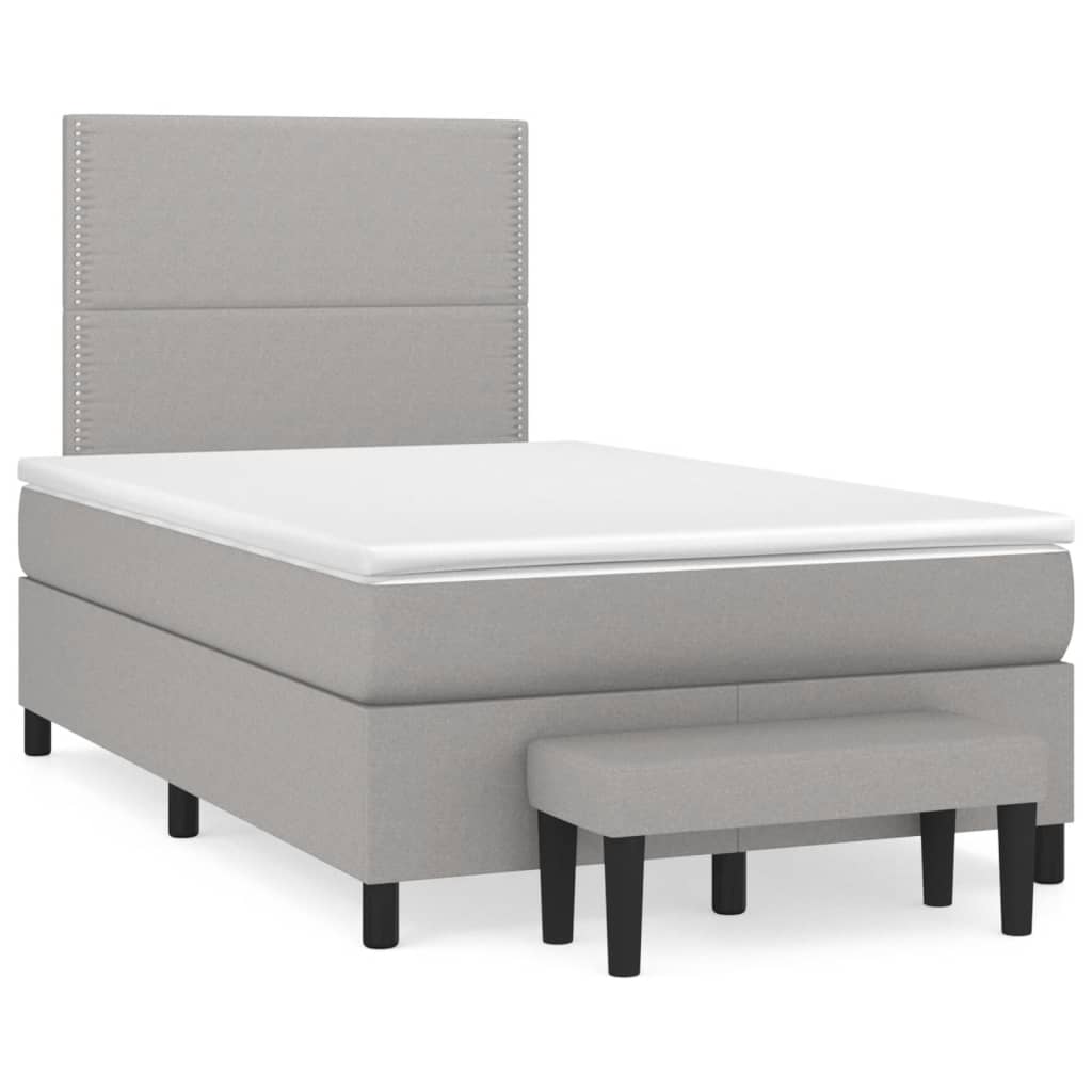 Sommier à lattes de lit avec matelas Gris clair 120x200cm Tissu - XIOS