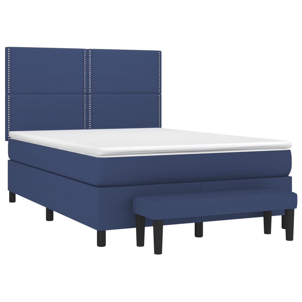 Sommier à lattes de lit avec matelas Bleu 140x200 cm Tissu - XIOS