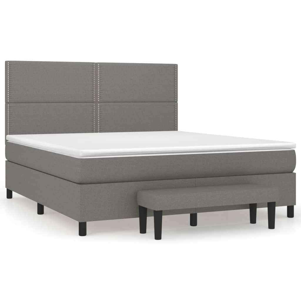 Sommier à lattes de lit avec matelas Gris foncé 160x200cm Tissu - XIOS