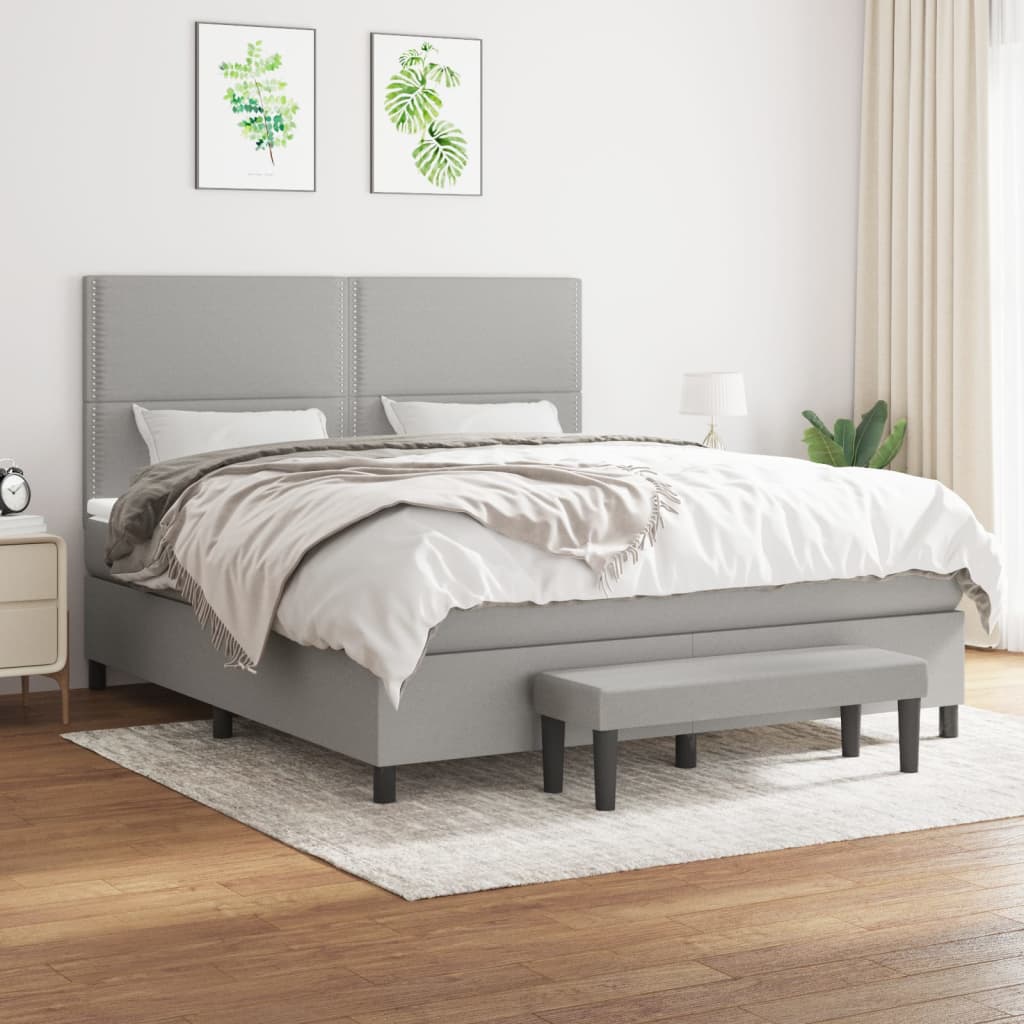 Sommier à lattes de lit avec matelas Gris clair 180x200cm Tissu - XIOS