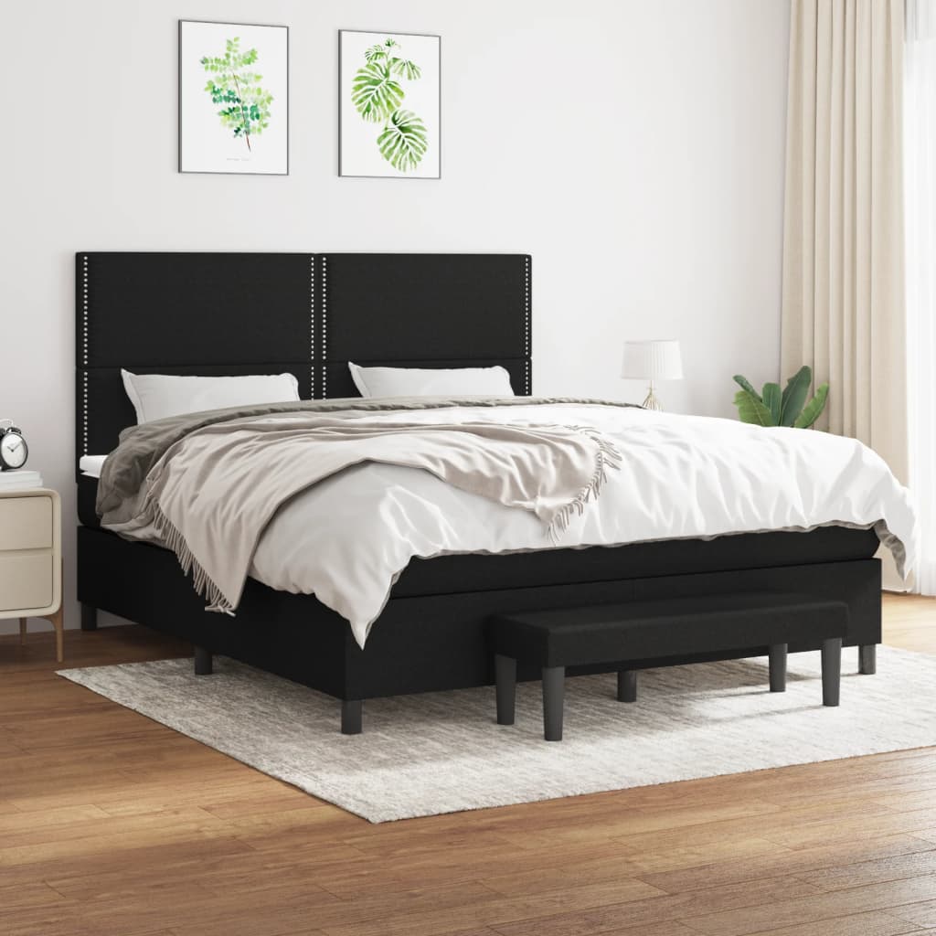 Sommier à lattes de lit avec matelas Noir 180x200 cm Tissu - XIOS