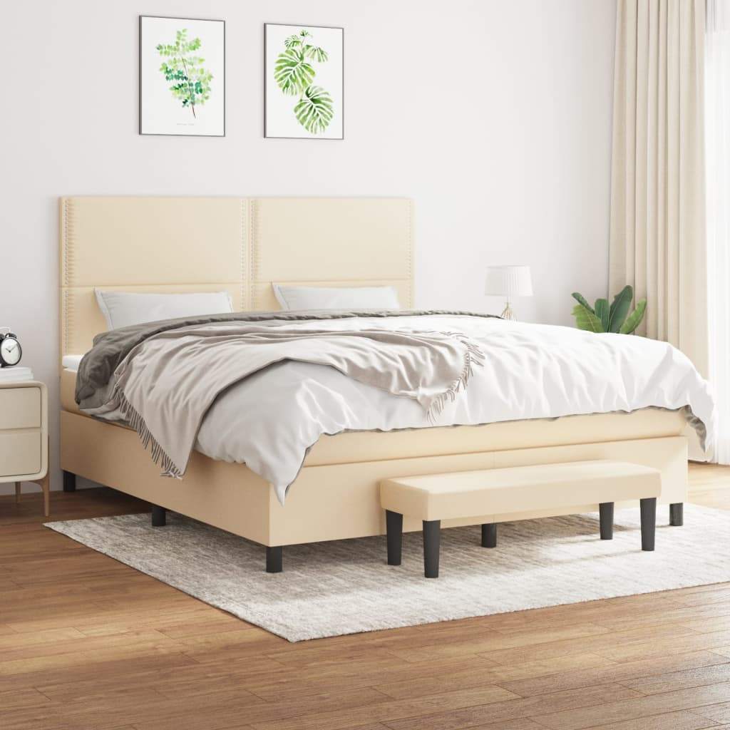 Sommier à lattes de lit avec matelas Crème 180x200 cm Tissu - XIOS