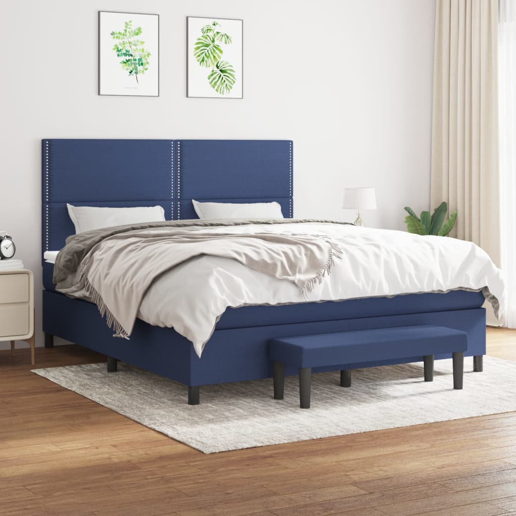 Sommier à lattes de lit avec matelas Bleu 180x200 cm Tissu - XIOS
