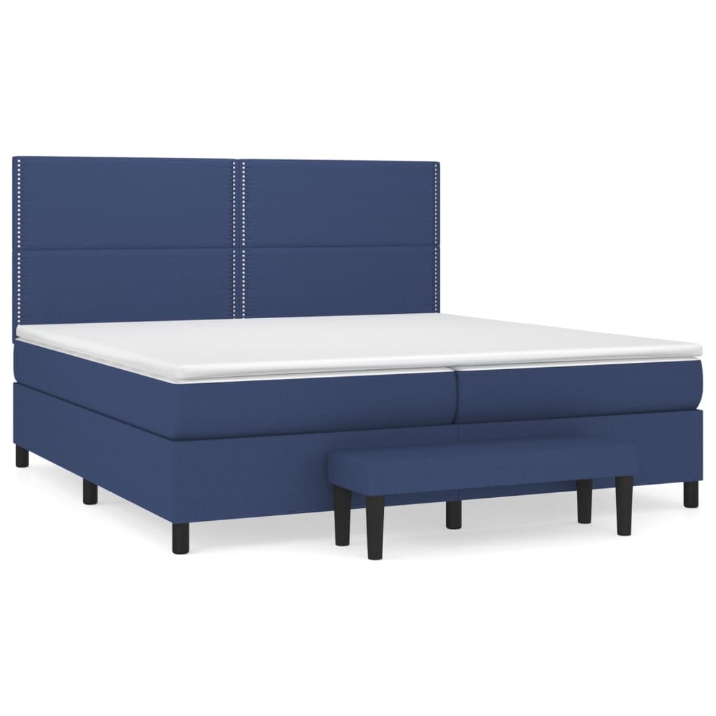 Sommier à lattes de lit avec matelas Bleu 200x200 cm Tissu - XIOS