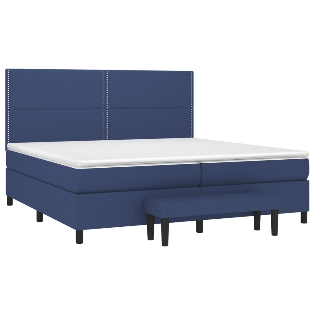 Sommier à lattes de lit avec matelas Bleu 200x200 cm Tissu - XIOS
